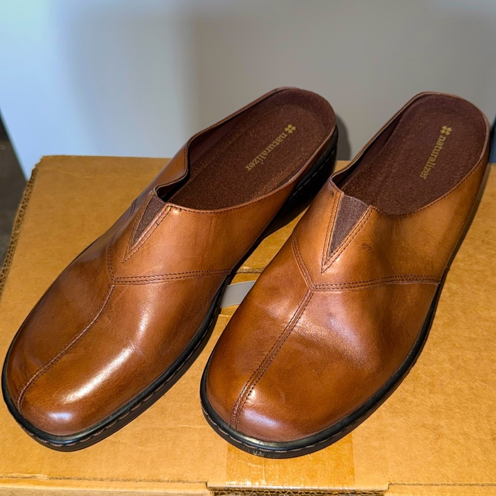 Naturalizer Brown Leather Slip-On Mules Sz 12W